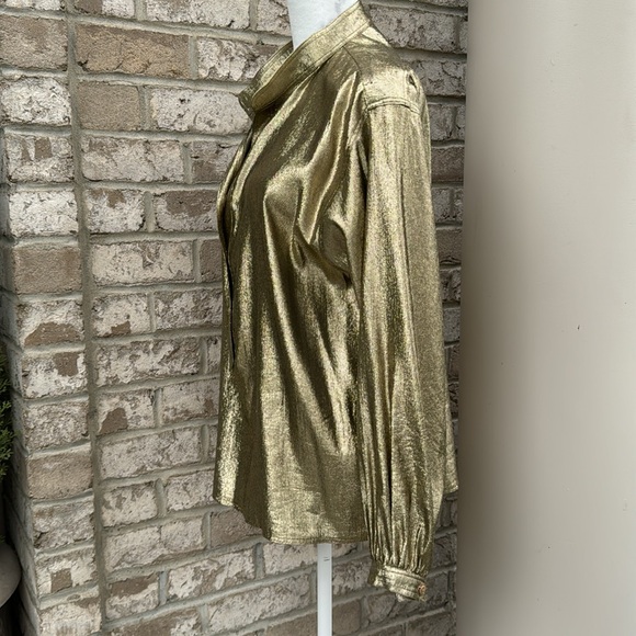 Rare Find Vintage Stephen Burrows Shimmery Gold Blouse - Size 10 - Picture 2 of 12